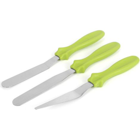 3 spatules de pâtisserie Divers accessoire de portail, en acier inoxydable et plastique, vertes, pour usage culinaire (1/5)