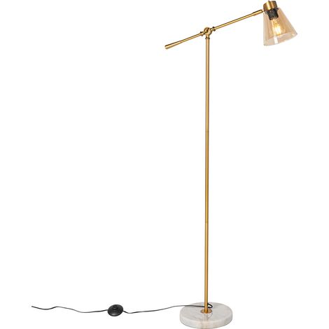 QAZQA Lampada da terra nina - Art déco - Acciaio,Vetro,Marmo - Bronzo/Bianco - Oblungo Max. 1 x Watt