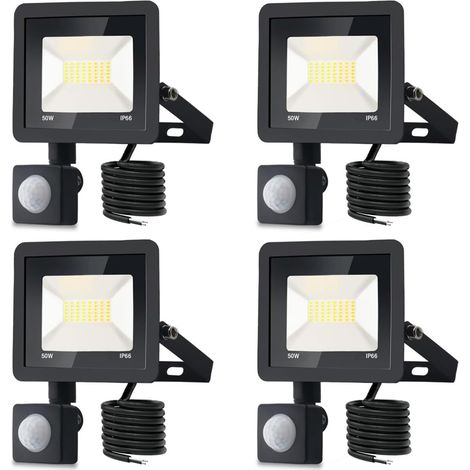 4PACK - Projecteur LED détecteur de mouvement 50W,5000LM Exterieur Avec Detecteur Blanc Chaud(3000K) Imperméable IP66 sécurité pour, garage, couloir XPGGY-50W (1/5)