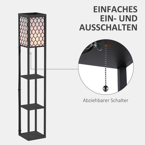 Lampadaire salon avec étagère, lampe sur pied à douille E27 pour salon chambre, sans ampoule (1/5)