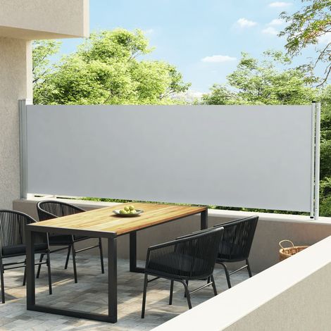 Auvent latéral rétractable de patio Paravent extérieur Brise Vue Rétractable pour Jardin, Balcon, terrasse 140x600 cm Gris NDTN3821382 (1/5)