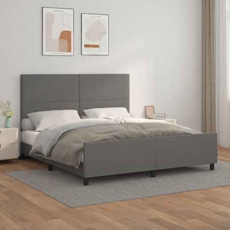 Cadre de lit sans matelas gris 160x200 cm similicuir