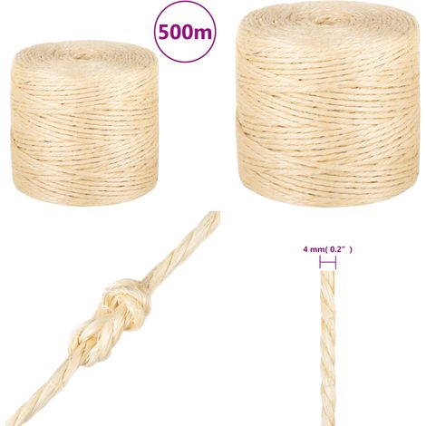 Seil 100% Sisal 4 mm 500 m - Sisal Seil - Naturfaser Seil - Hanfseil - Baumwollseil - Gartenseil - Home & Living (1/5)