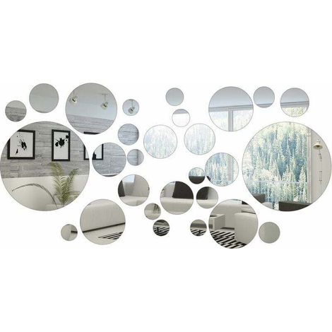 32 Pièces Autocollant Mural de Miroir Cercle Rond de Décoration Domicile (1/5)