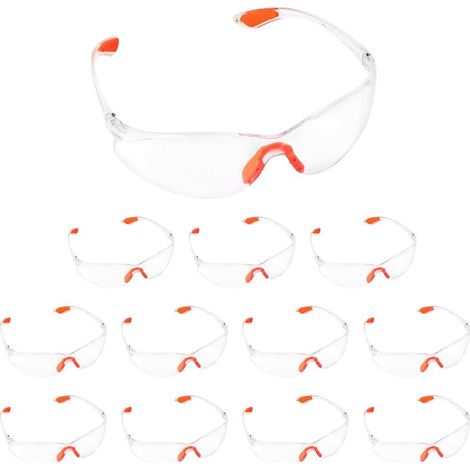 12 Paires De Lunettes De Sécurité Transparentes En Plastique Avec Pont-De-Nez Et Embouts De Branches En Caoutchouc Pour Plus De Confort, Idéales Pour La Soudure, Le Laboratoire Et La Construction (1/5)