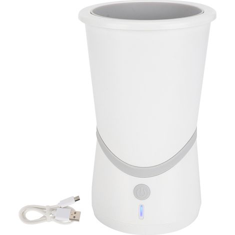 Automatische elektrische Pfotenwaschanlage für Haustiere - USB-aufladbar, herausnehmbare Schale, weiche Silikonbürste - Tiefenreinigung der Pfoten (10,1 cm, grau)