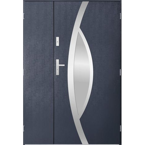 Porte d'entrée double PEGAS 120x200 cm anthracite - Poignée et serrure : Sans - Poussant: Gauche