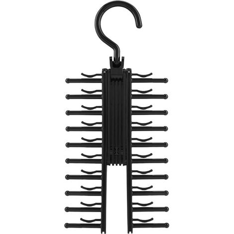 Dailygoody - Porte-cravates réglable - Organisateur de ceintures - Gain de place - Noir - Cintre pour foulards - Convient pour 20 pièces - Solution compacte (1/5)