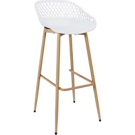 Lot de 2 tabourets de bar Malaga blancs – Assise coque confortable – Hauteur 75cm – Design contemporain pour extérieur