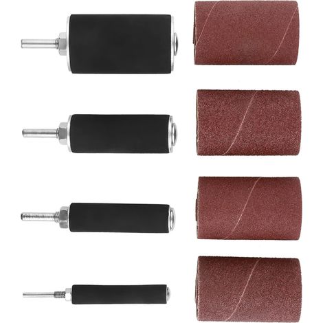 Lot de 20 Ponceuses à Tambour avec étui Comprenant 4 Tambours en Caoutchouc et 16 Manchons de Bande de Ponçage pour Perceuse à Colonne (1/5)