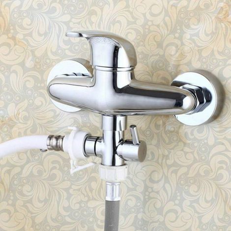 Vanne De Douche - Laiton Chromé - 3 Voies Avec Adaptateur En T - Filetage G1/2 Pouces - Pour Salle De Bain Et Cuisine - 1 Pièce (1/4)