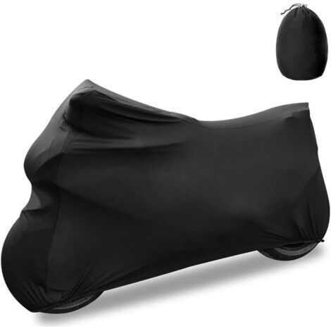 Couverture de Moto Intérieur, Housse Élastique Tissu Stretch Anti-poussière Respirant UV pour Garage, 104x41x49inches, Noir (1/5)