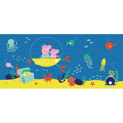 Poster géant horizontal Peppa pig avec sa famille dans l'eau 170 x 75 CM (1/3)
