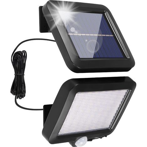 Spot Solaire Exterieur, Sans fil Éergie solaire étanche IP65 Lampes de sécurité, Lumière Solaire de Jardin à 120 ° avec Câble de 5 m pour Porche, Jardin, Cour (1/4)