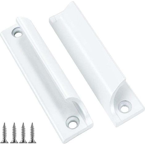 Poignée de porte extérieure en deux parties - poignée de porte coulissante, poignée de meuble intérieure dissimulée, entraxe de 90 mm (blanc) (1/4)