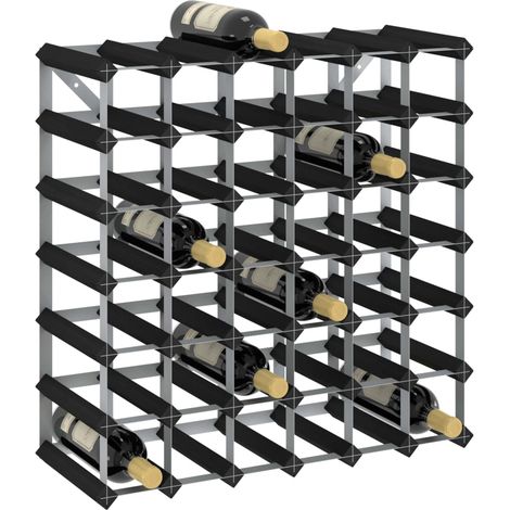 vidaXL Wine Rack for 42 Bottles Black Solid Pine Wood