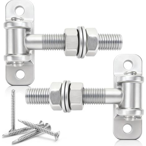 Lot de 2 charnières de portail réglables M16 - 110 mm - Charge lourde - Galvanisées - Avec vis autoperceuses - Pour portail de jardin, portail de cour, portail de clôture, portail de ferme, champ (1/5)