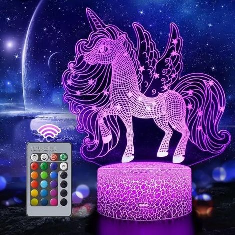 Veilleuse Licorne pour Enfants Bb Jouets Licorne Cadeaux Licorne pour Filles 16 Couleurs Changeante Lumires Licorne Lampe YYV (1/4)
