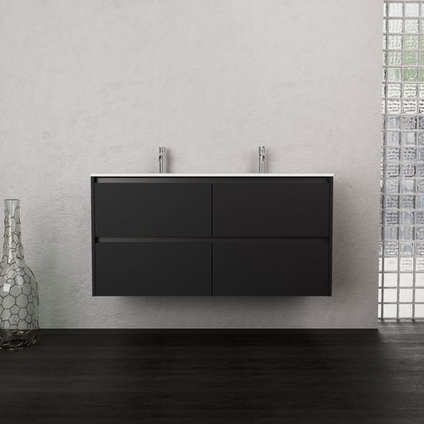 Inda - Mobile bagno L.120 con doppio lavabo opaco / Nero opaco 4