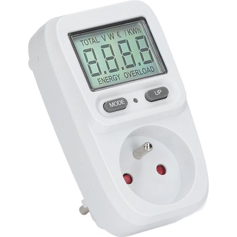 Prise connectée compteur de consommation électrique affichage numérique wattmètre fiche FR boîtier ABS (1/5)
