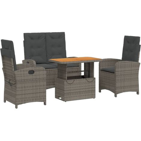 Maison Exclusive - 4-tlg. Garten-Essgruppe mit Kissen Grau Poly R