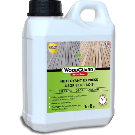 Guard Industrie – Dégriseur nettoyant bois 1L – Élimine taches et salissures – Pour tous types de bois brut – Action rapide en 15 minutes (1/5)