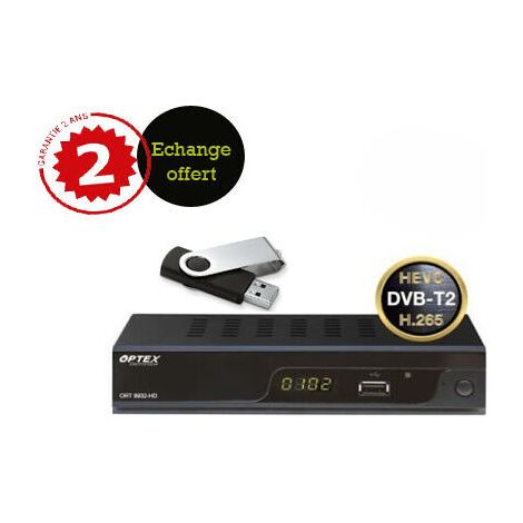PACK OPTEX 9832 TNT HD DOUBLE TUNER + DISQUE DUR EXTERNE (CLÉS USB 16G) - GARANTI 2 ANS AVEC ECHANGE STANDARD OFFERT