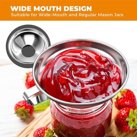 Set di 2 imbuti - Imbuti piccoli/grandi in acciaio inox - Imbuti da cucina per conserve - Imbuti ad ampia apertura per alimenti - Adatti per riempire bottiglie, liquidi e solidi - Argento (1/4)