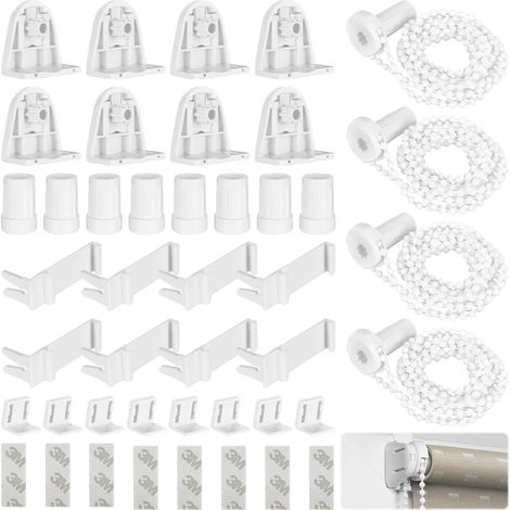4 Sets Fixation pour Store Enrouleur, 17mm Blanc Fixation Store sans Percage, PVC Support de Fixation pour Store Enrouleur avec Adhésif 3M (1/5)