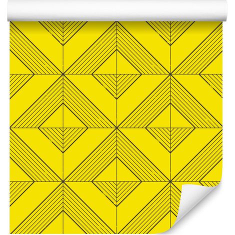 Geometrische Rautentapete gelb, gelber Hintergrund für Wohn- und Schlafzimmer 50x1000 cm (1/5)