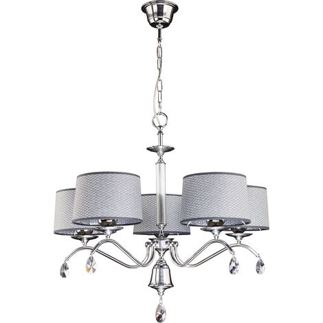 Lampadario cromato con cristalli 5 luci E27 Jupiter