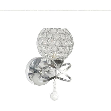 Applique murale en cristal, Applique murale décorative au style moderne Lampe de chevet Culot E27 –Ampoule non incluse argent (1/5)