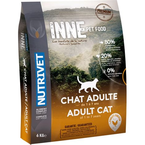 NUTRIVET - INNE CHAT - Crocchette senza cereali - Gatto adulto - Pollo - 80% ingredienti di origine animale - 6kg (1/5)