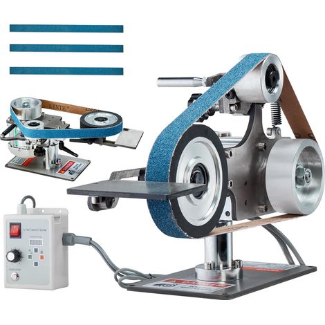 VEVOR Lucidatrice a Nastro a Velocità Variabile 762 x 25 mm con VFD, Levigatrice per Lucidatura 550 W con 2 Stampi Smerigliatura e 3 Nastri Abrasivi per Lavorazione Metalli, Produzione Coltelli (1/5)
