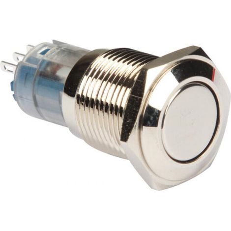Bouton-Poussoir - SPDT 1NO 1NC - Montage Ø16 mm - IP40/IP65 - 24 VDC 1 A / 230 VAC 0,5 A - Métallique (1/4)