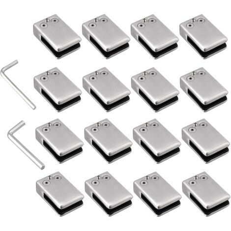 Pinces à verre 16 PCS 10-12mm en Acier Inoxydable 304 Pinces à Verre Support en Verre Réglable à Dos Plat pour Balustrade d'Escalier, Main Courante (1/5)