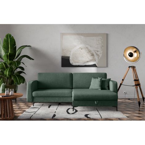 Canapé d'Angle réversible convertible avec fonction de couchage Como coffre en vert bouteille du fabricant -VINOTTI (1/5)