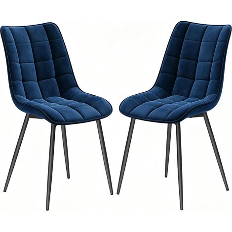 Juego de 2 sillas de comedor de terciopelo con patas metálicas azul MODENUIT (1/5)