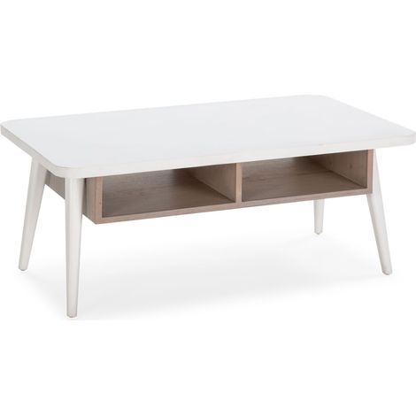 Mesa De Centro 106X60X43 Madera Blanco Con Patina Gris (1/3)