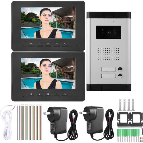 Visiophone vidéo 7 pouces 1-Drag-2 Couleur Caméra de porte Interphone Sonnette écran Moniteur 100-240V AU (1/5)
