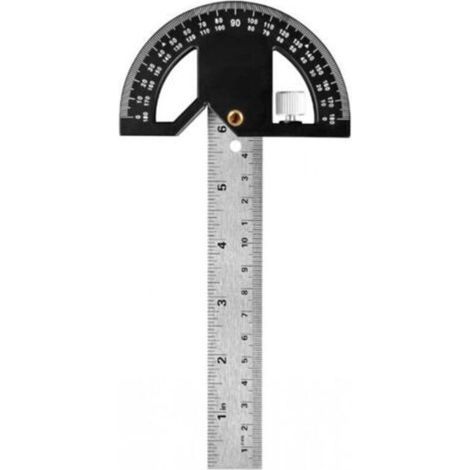 Rapporteur d'angle, Règle de Marquage et Mesures en Menuiserie, Outil de Règle de Menuiserie 304mm Acier Inoxydable, Chercheur d'angle 0-180° pour Peinture Dessin Mesurer (1/5)