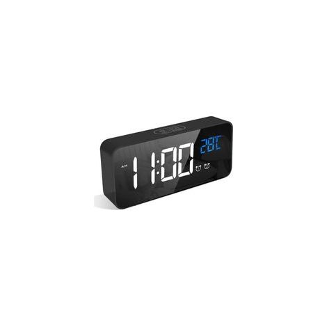 Réveil lumineux avec écran miroir LED 5,6 pouces – Alimentation USB – 2 alarmes – Fonction snooze réglable – Design élégant (1/5)