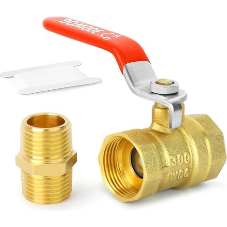 1PCS Brass Mini Ball Valve Kit, 3/4 Inch Female x Female Thread Pipe Fitting with Nipple