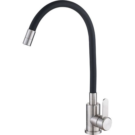 Robinet de Cuisine Flexible, Robinet D'évier de Cuisine Rotatif à 360 ° avec Tuyau en Silicone Pliable à Levier Unique en Alliage de Zinc et Valve en Céramique