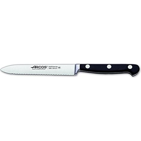 Arcos Serie Clasica, Coltello Pomodoro Coltello Verdura, Acciaio Inossidabile Forgiato NITRUM 130 mm, Manico Polioxymetilene (POM), Colore Nero (1/4)