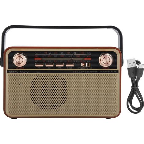 Ancienne radio portable haut-parleurs Bluetooth bois basse TF (1/5)