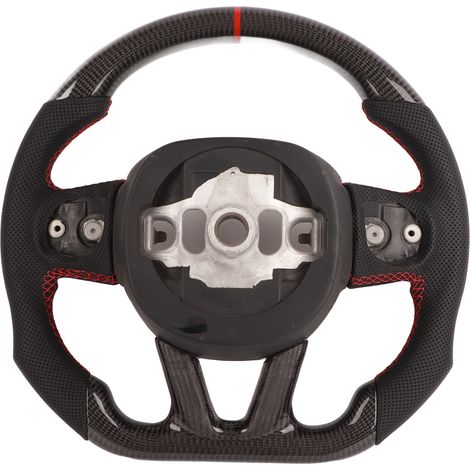 Volant en Fiber de carbone en cuir Nappa pré-foré, coutures rouges, adapté pour Dodge Challenger/Charger 2015 – 2020 (1/5)