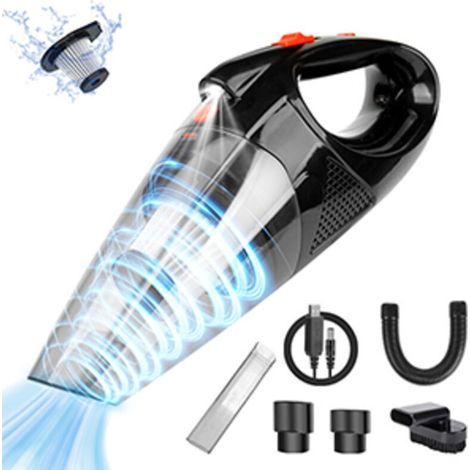 Rechargeable Cordless Handheld Vacuum Cleaner, 8500Pa 120W Portable Mini Car Vacuum Cleaner with LED Light, Quiet, Fast Charging with Washable Filter, Wet and Dry for Home and Car (Black-LED light) (1/5)