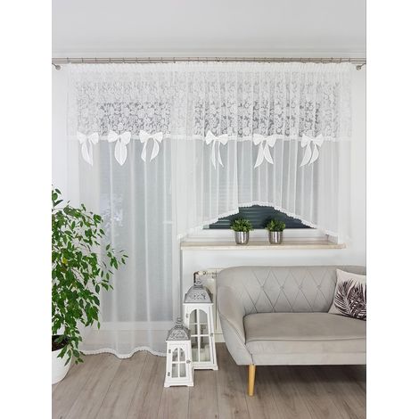 Un juego de cortinas para balcón de marquesina y gasa - un juego de balcón con bordados y lazos, 400 cm (1/5)