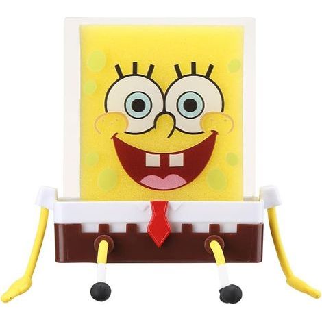 Cartoon-style sponge holder with sponge, SpongeBob kitchen sponge holder, sponge drainer for sink - AquaForge (1/5)